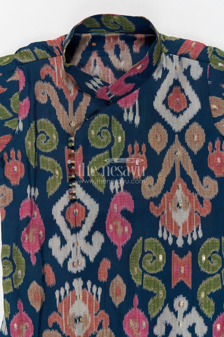 Boys Dhoti Kurta Set for Kids with Digital Print in Blue