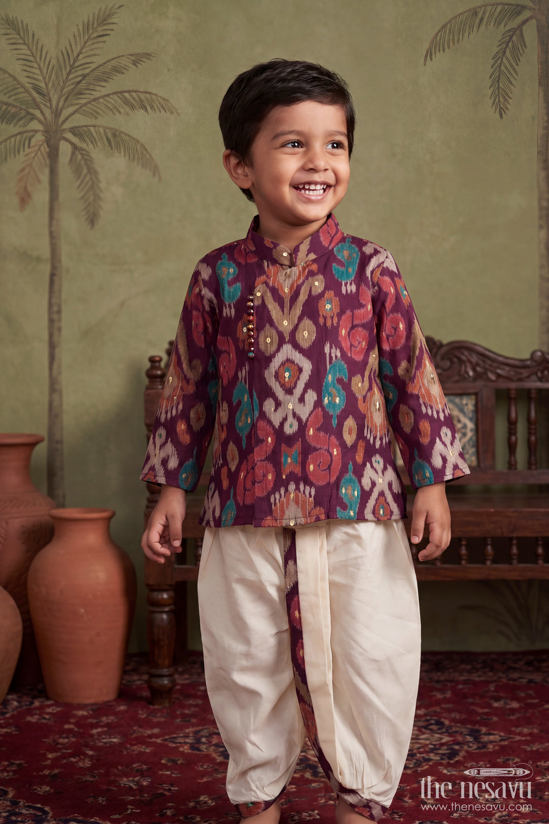 Pattu Pancha Set with Black Digital Print for Special Occasions