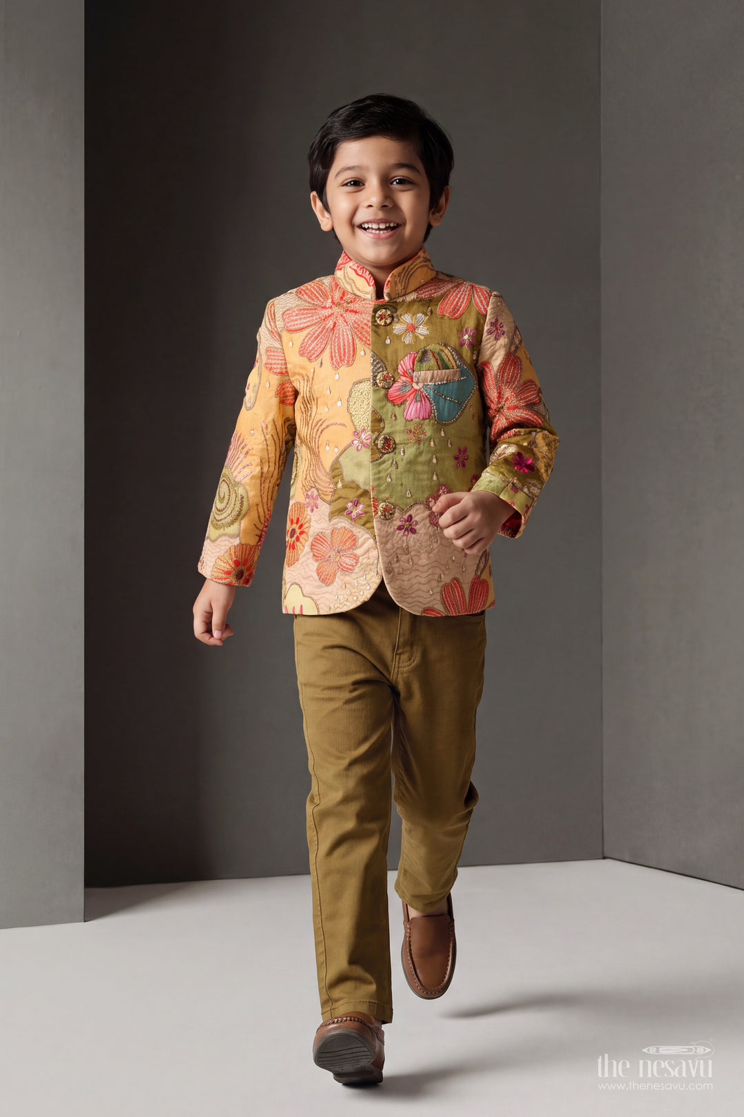 Sherwani for Kids in Yellow for Family Celebrations