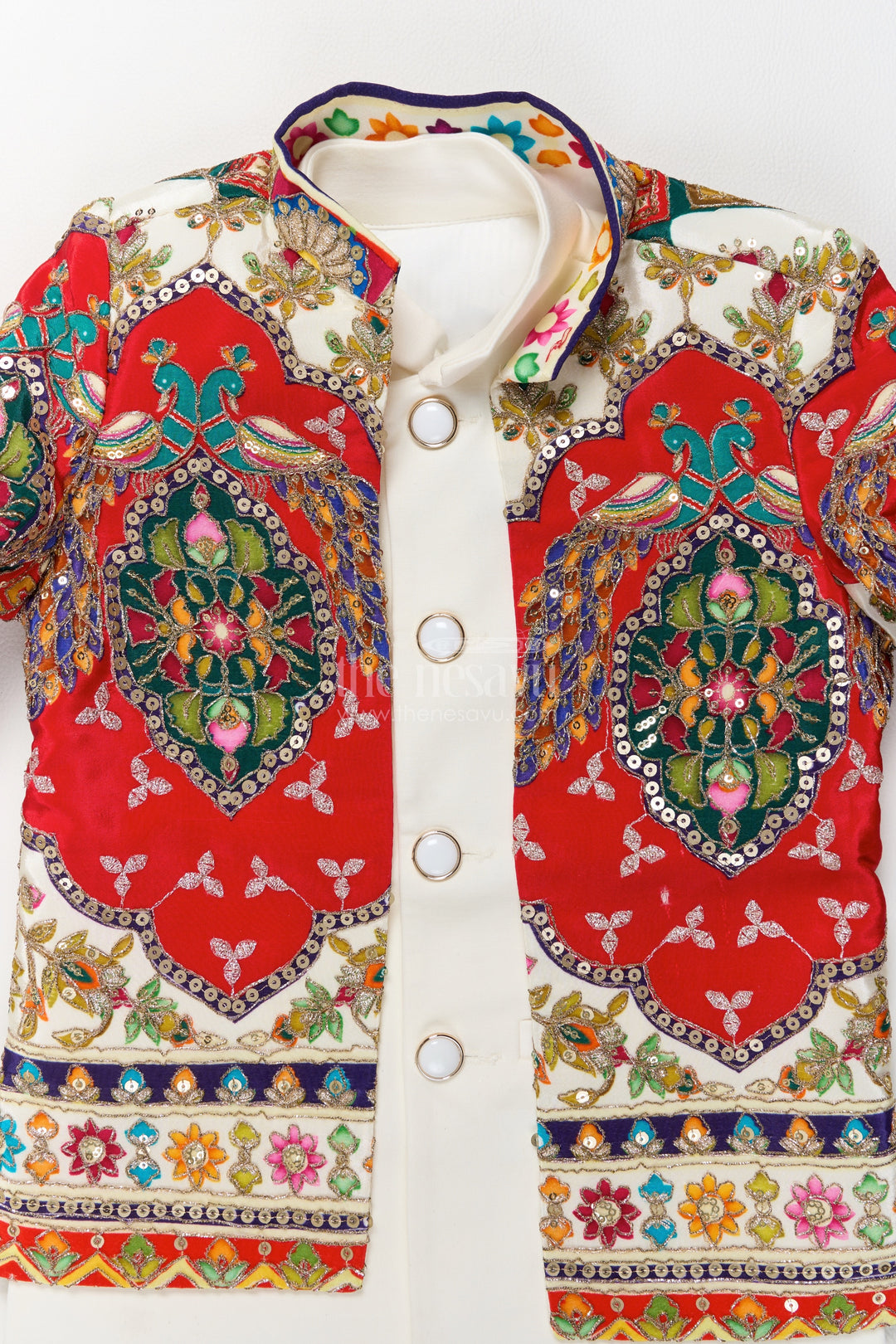Kids Wedding Sherwani in Red for Celebrations and Photos