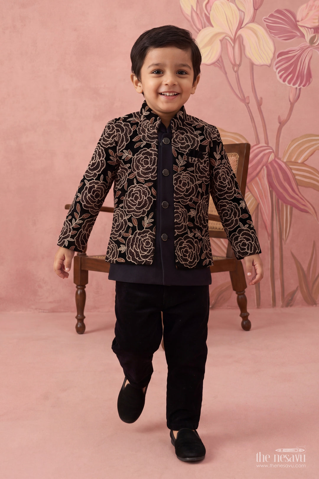 Boys Sherwani Set in Black for Special Functions