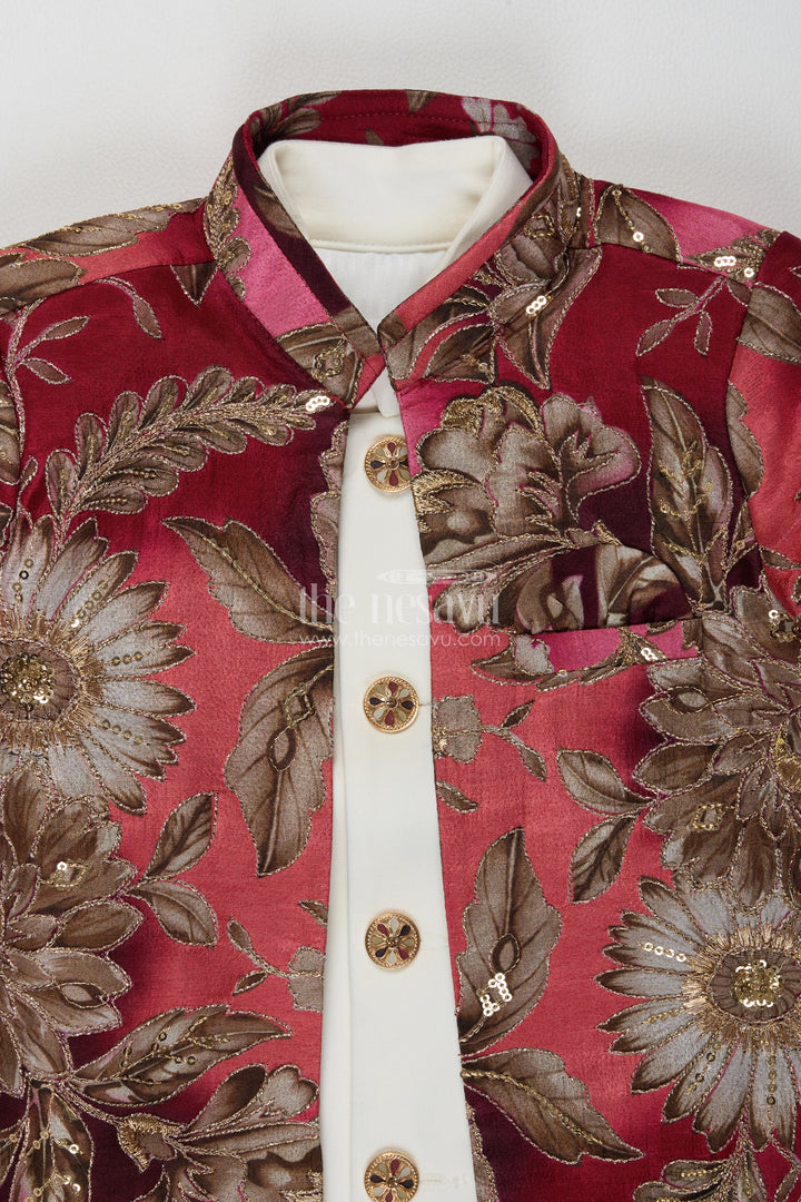 Kids Wedding Sherwani with Thread Embroidery for Weddings and Parties