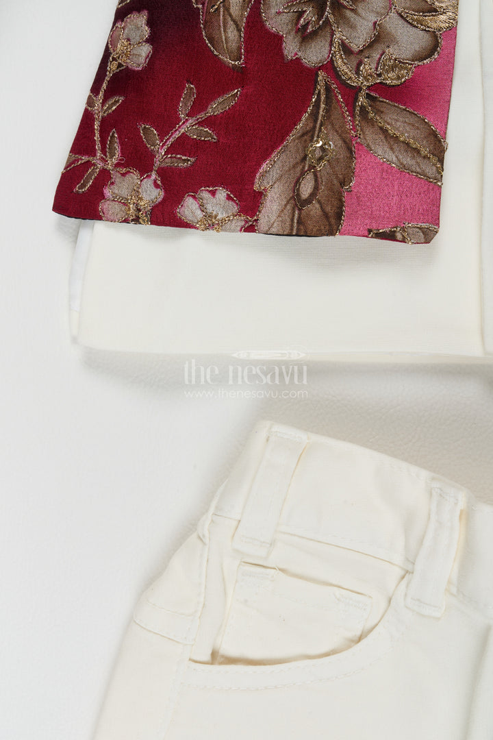 Kids Wedding Sherwani with Thread Embroidery for Weddings and Parties