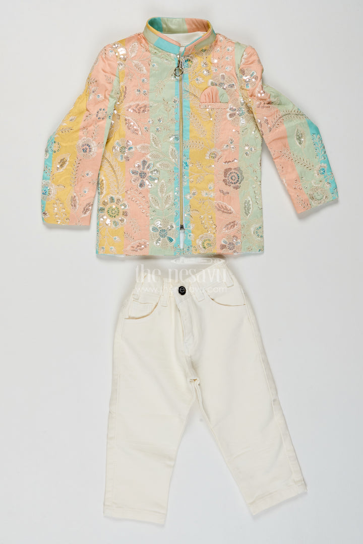 Boys Sherwani Set with Thread Embroidery for Family Functions