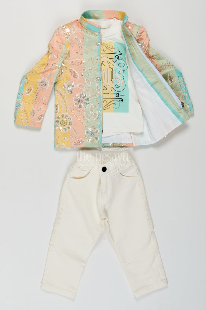 Boys Sherwani Set with Thread Embroidery for Family Functions