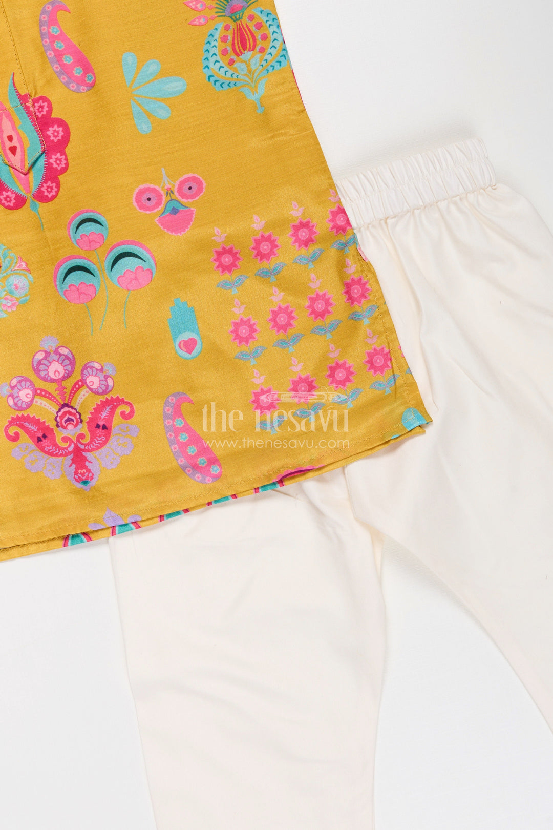 Ethnic Boys Kurta Set in Muslin Silk with Vibrant Traditional Prints