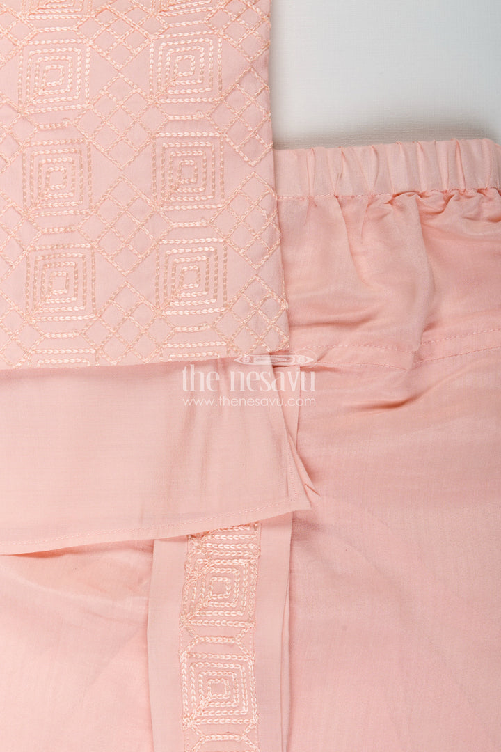 Baby boy peach dhoti set with embroidered silk jacket for naming and festive wear