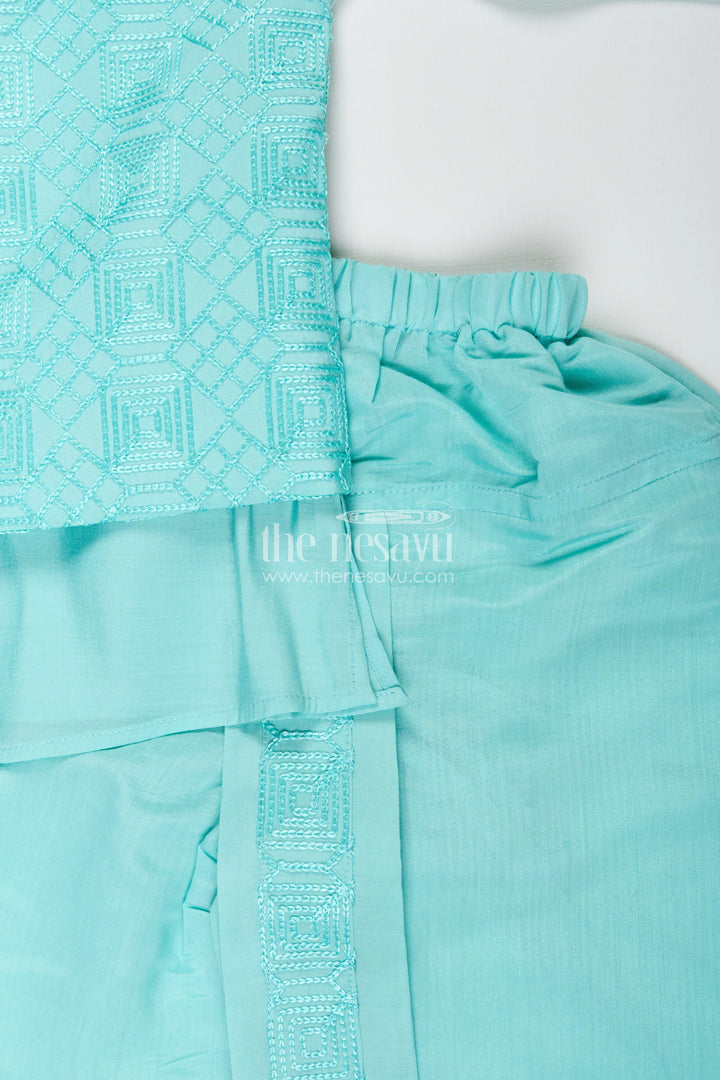 Baby boy blue dhoti set with embroidered jacket for festive and naming day