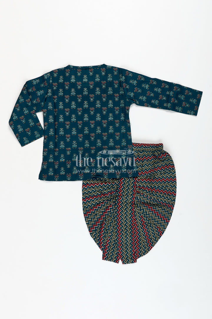 Zigzag Dhoti Set For Boys Mustard Yellow Party Outfit