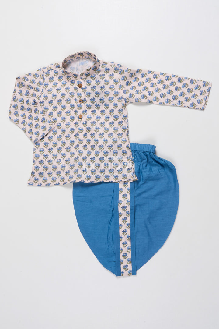 Toddler Boys Dhoti Set with Jaipur Block Print for Ethnic Occasions