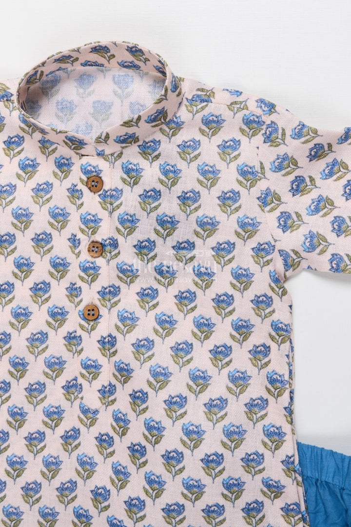 Toddler Boys Dhoti Set with Jaipur Block Print for Ethnic Occasions