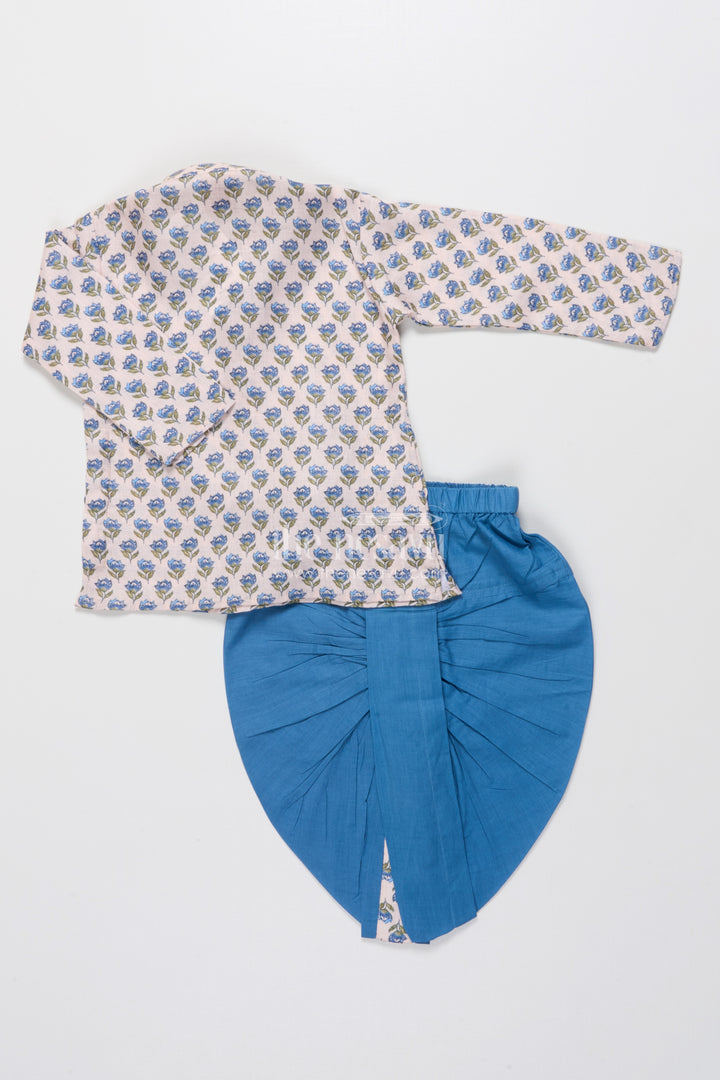 Toddler Boys Dhoti Set with Jaipur Block Print for Ethnic Occasions
