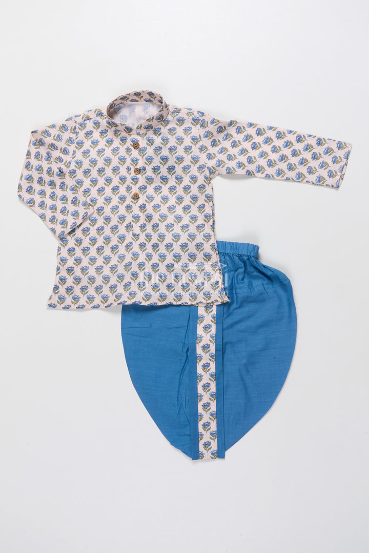 Toddler Boys Dhoti Set with Jaipur Block Print for Ethnic Occasions