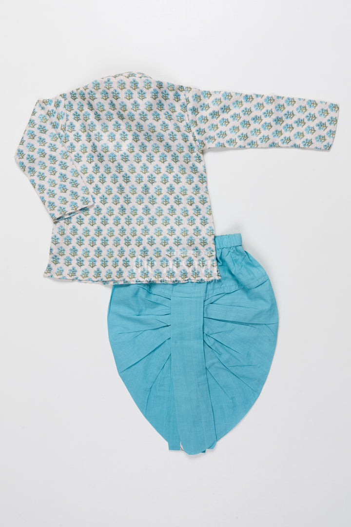 Boys Cotton Dhoti Set with Jaipur Block Print for Traditional Functions