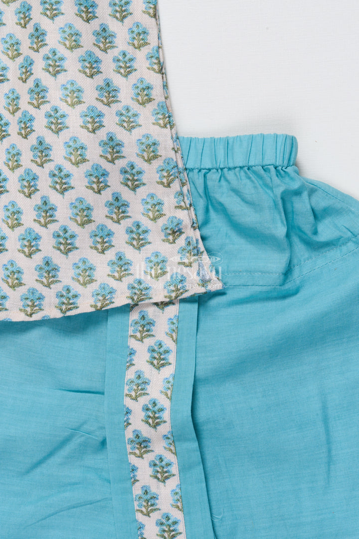 Boys Cotton Dhoti Set with Jaipur Block Print for Traditional Functions