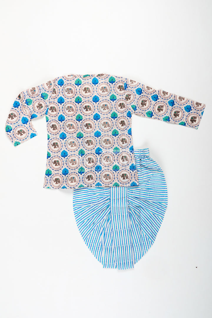 Geometric Print Dhoti Set For Boys Party Ready Style