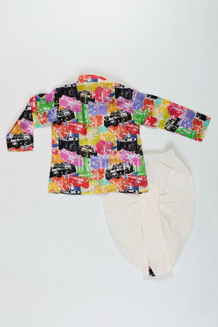 Gentleman Print Dhoti Set For Boys Festive Kurta Outfit