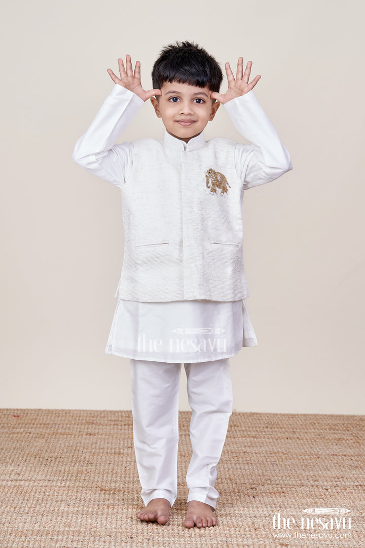 Toddler Boys Kurta Jacket Set for Weddings and Traditional Wear