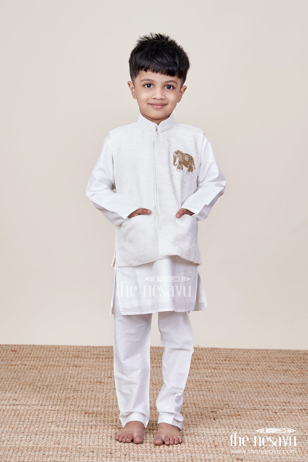 Toddler Boys Kurta Jacket Set for Weddings and Traditional Wear