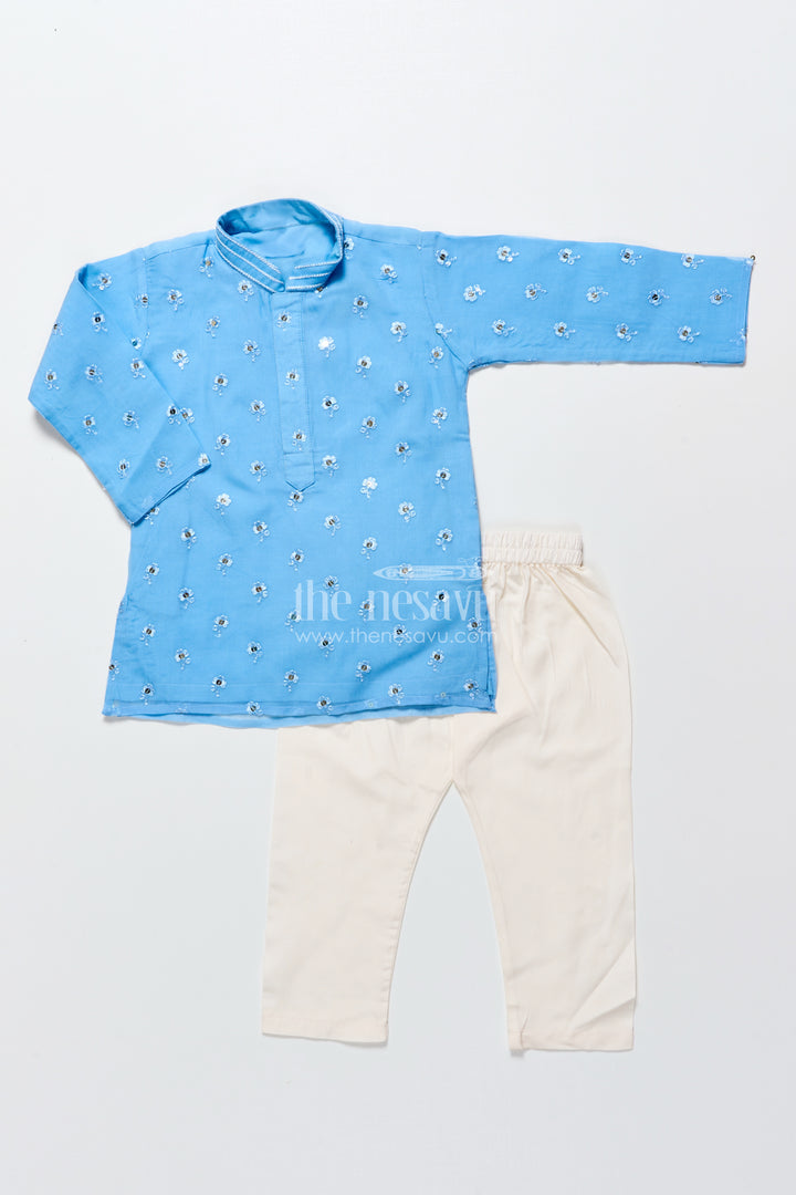 Boys Silk Shirt With Sequin Embroidery Ethnic Festive Wear For Toddler Boys
