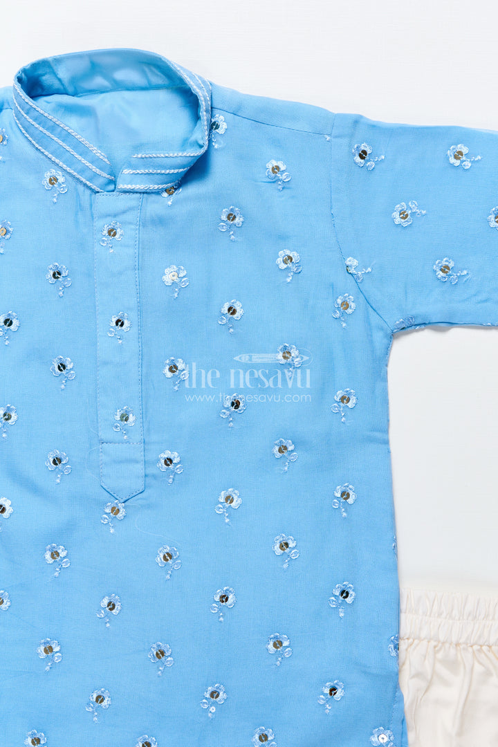 Boys Silk Shirt With Sequin Embroidery Ethnic Festive Wear For Toddler Boys