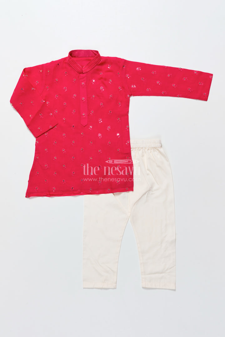 Kurta set for boys with embroidered viscose silk for festive wear