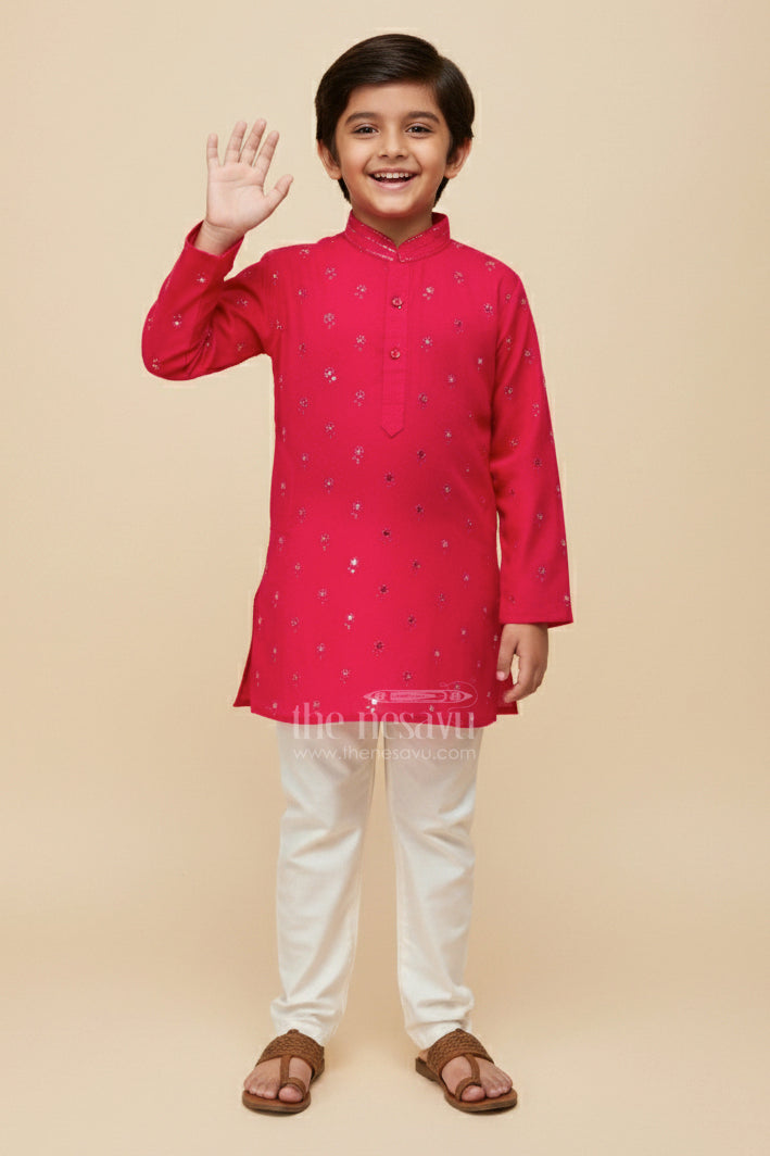 Kurta Set for Boys with Embroidered Viscose Silk for Festive Wear