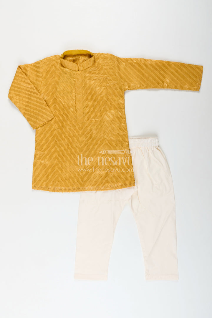 Boys chevron textured kurta set for wedding functions