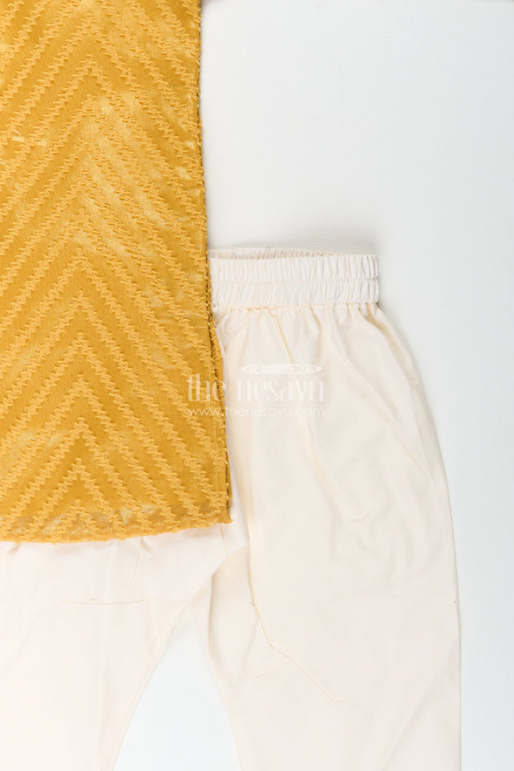 Boys chevron textured kurta set for wedding functions