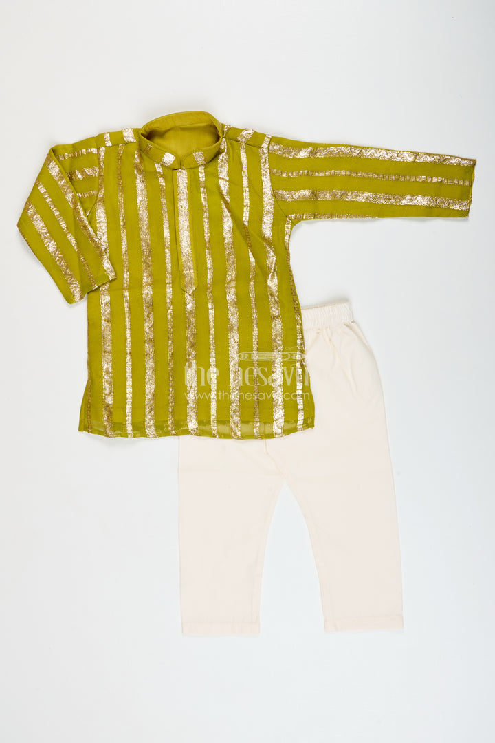 Boys festive kurta set with zari detail for weddings and cultural occasions