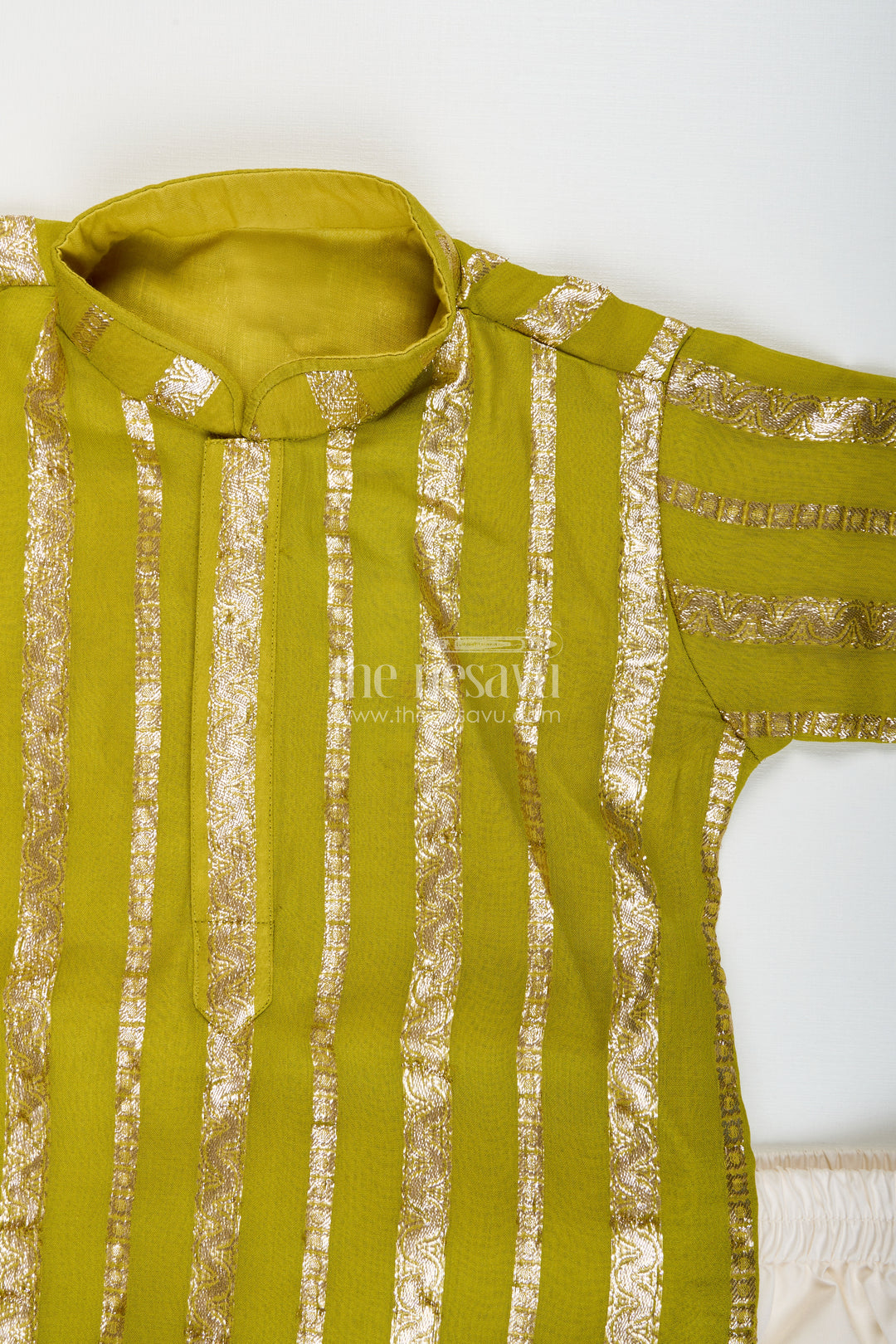 Boys festive kurta set with zari detail for weddings and cultural occasions