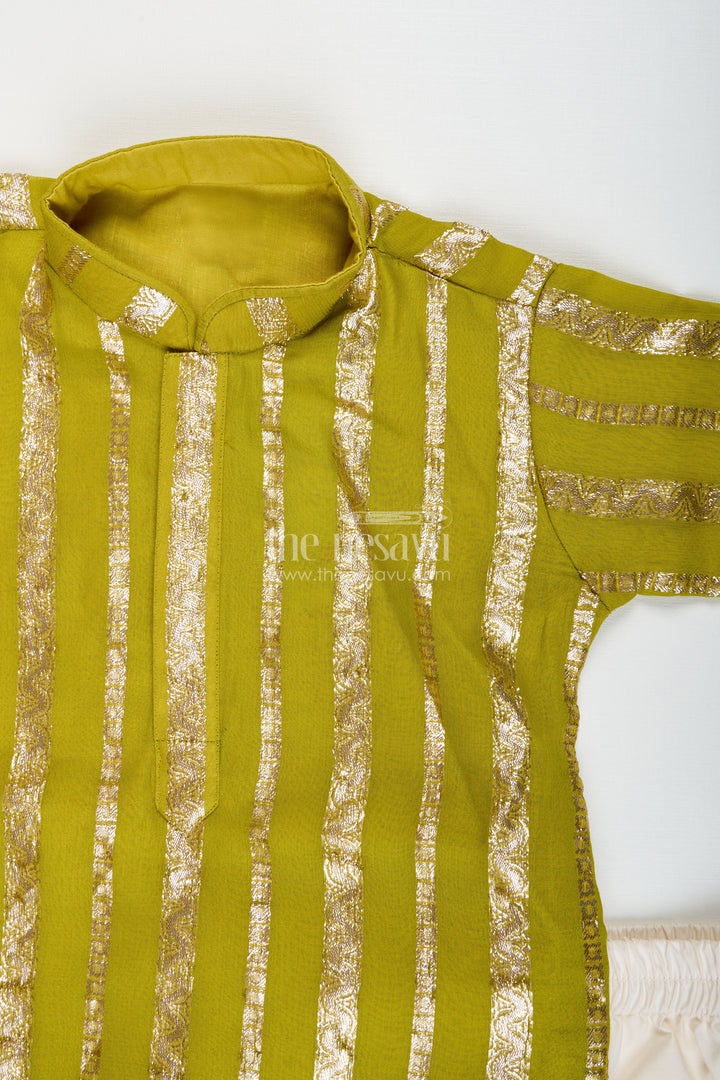 Boys festive kurta set with zari detail for weddings and cultural occasions