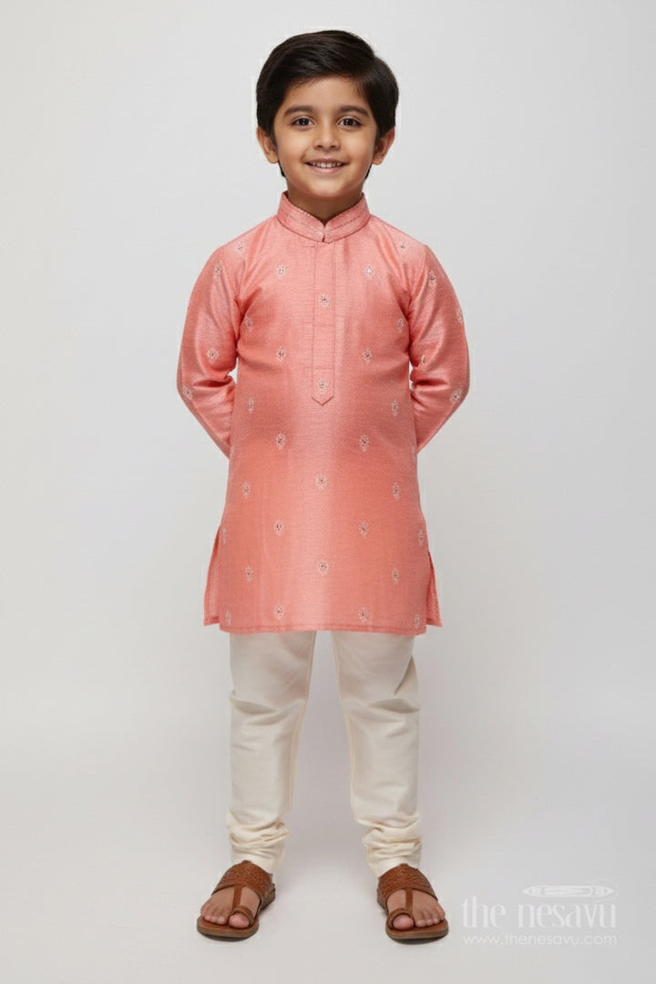 Boys Kurta Set with Embroidery for Wedding and Festive Occasions
