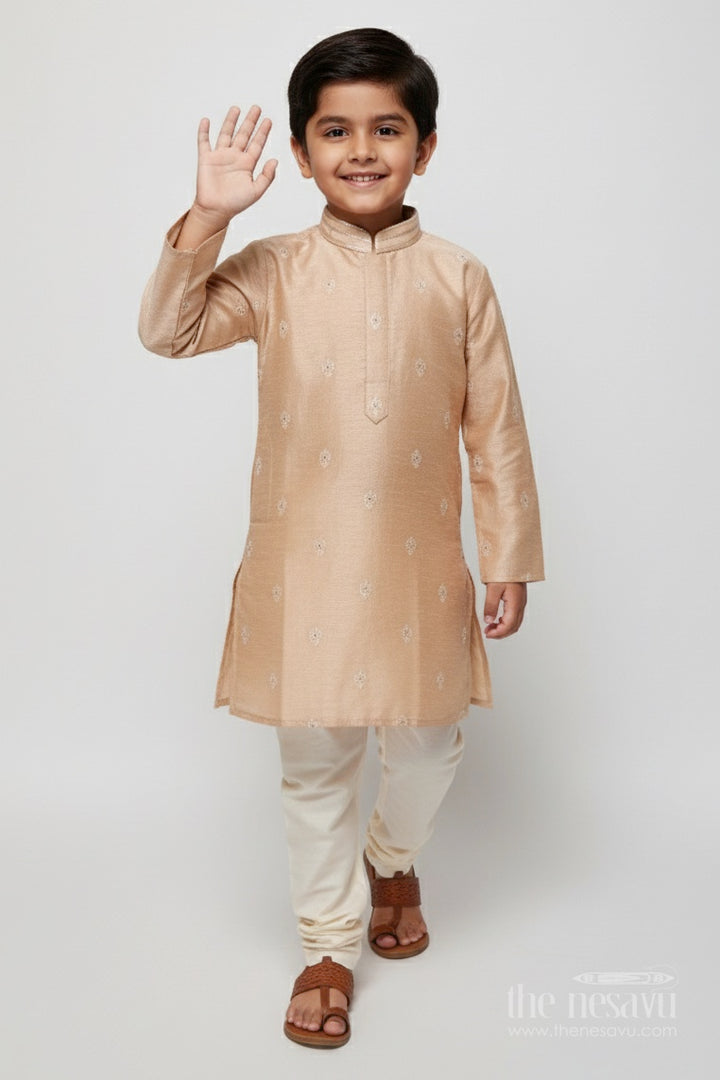 Kids Festive Kurta Set with Embroidered Detailing for Traditional Events