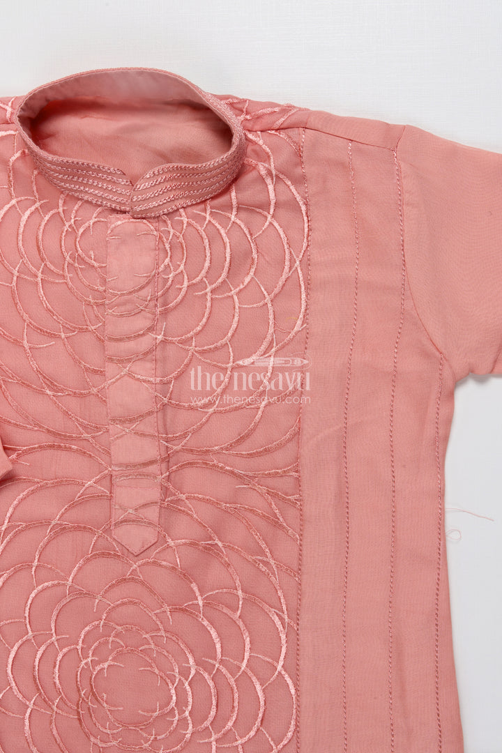 Embroidered Boys Kurta Set In Silk Cotton for Celebrations and Functions