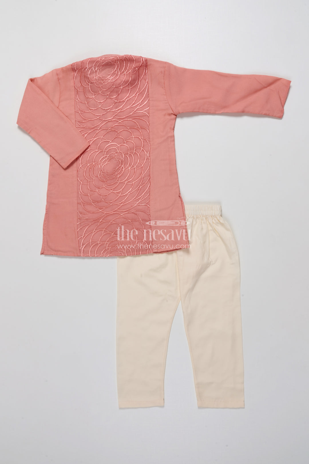 Embroidered Boys Kurta Set In Silk Cotton for Celebrations and Functions