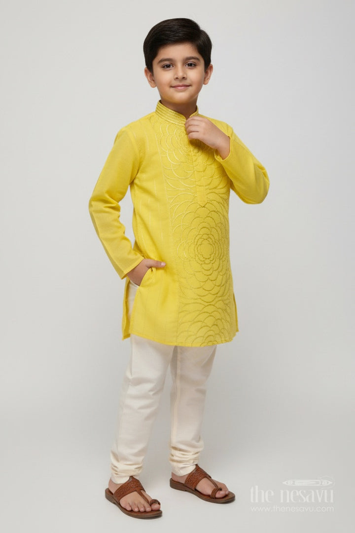Boys Kurta Set with Thread Embroidery Traditional Festive Wear