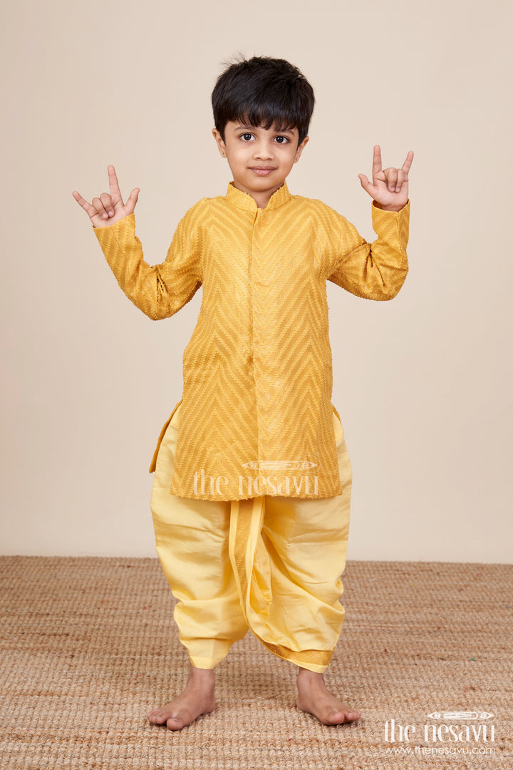 Traditional dothi set for toddler boys attending pujas and festivals