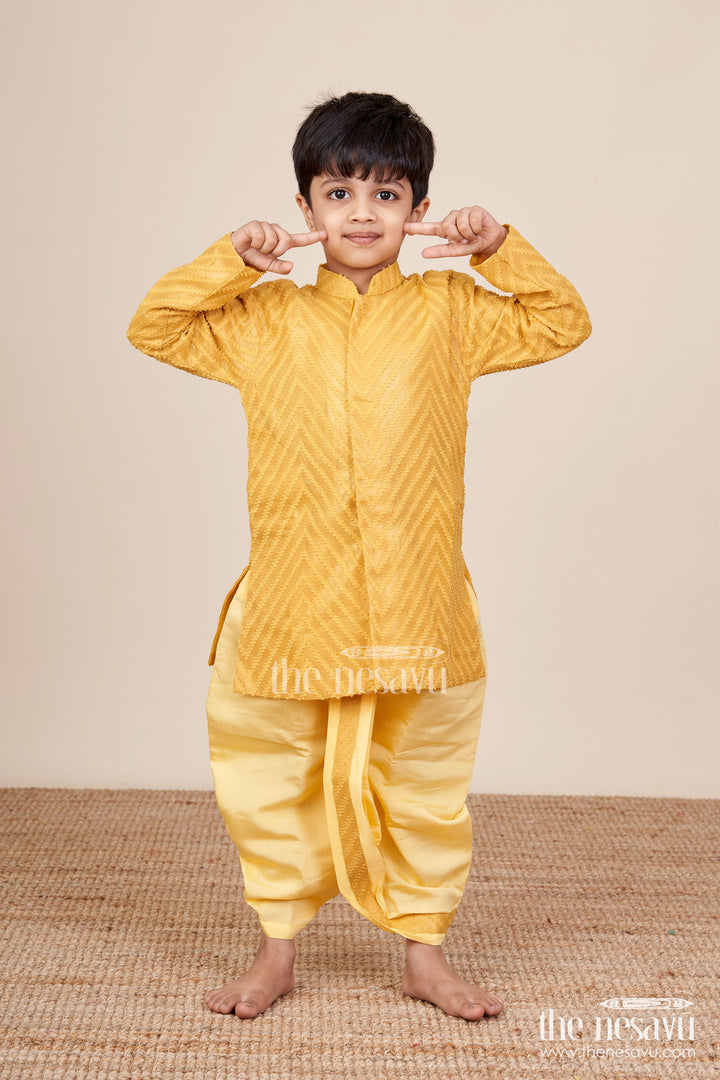 Traditional dothi set for toddler boys attending pujas and festivals