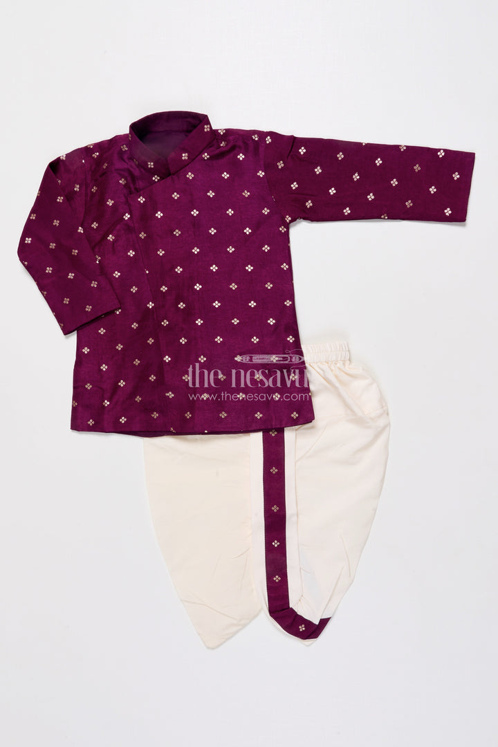 Traditional Boys Dhoti Kurta Set for Festive Occasions and Temple Ceremonies
