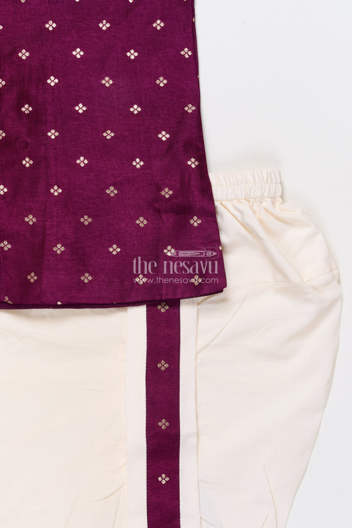 Traditional Boys Dhoti Kurta Set for Festive Occasions and Temple Ceremonies