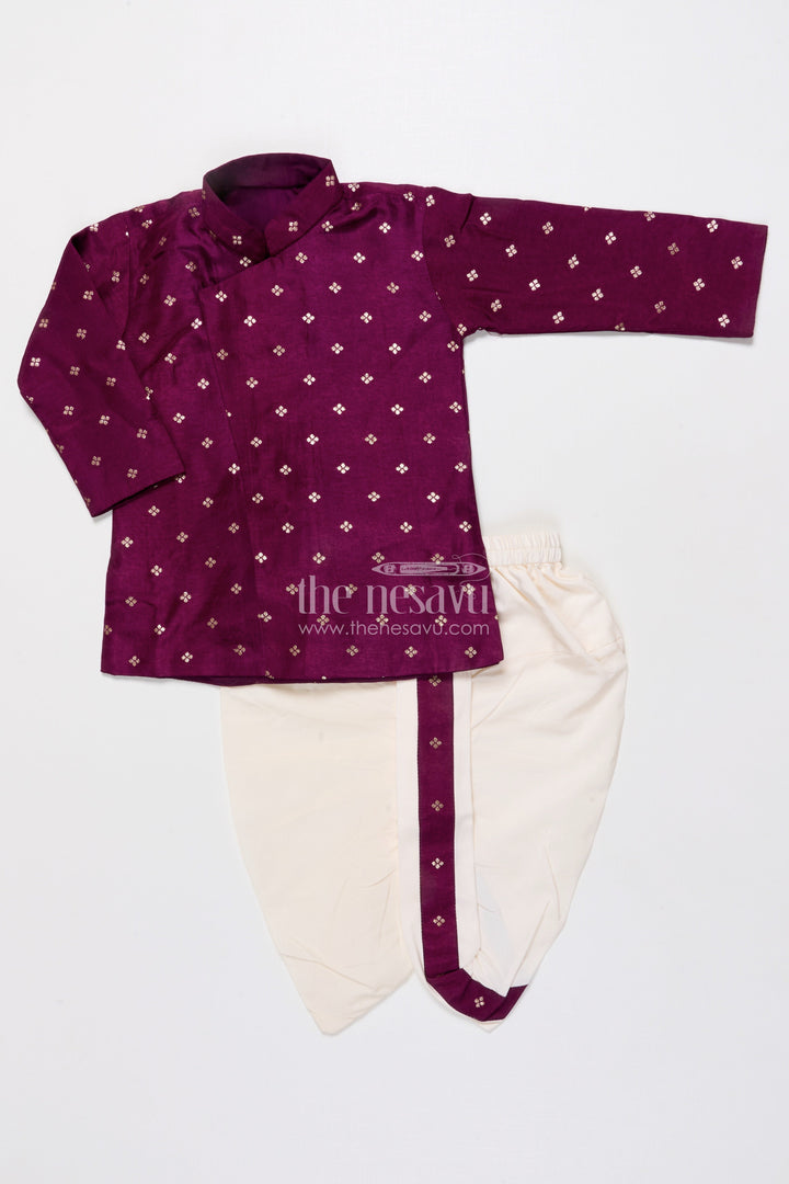 Traditional Boys Dhoti Kurta Set for Festive Occasions and Temple Ceremonies