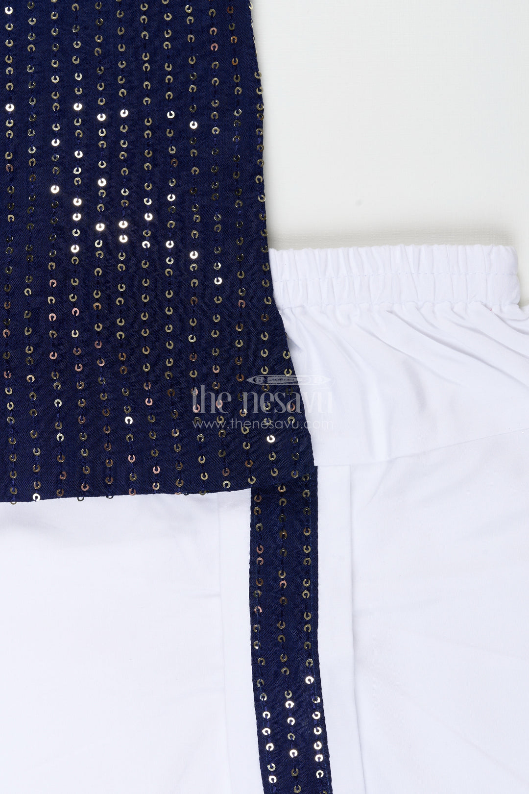 Boys navy blue sequin kurta set for weddings and festive occasions