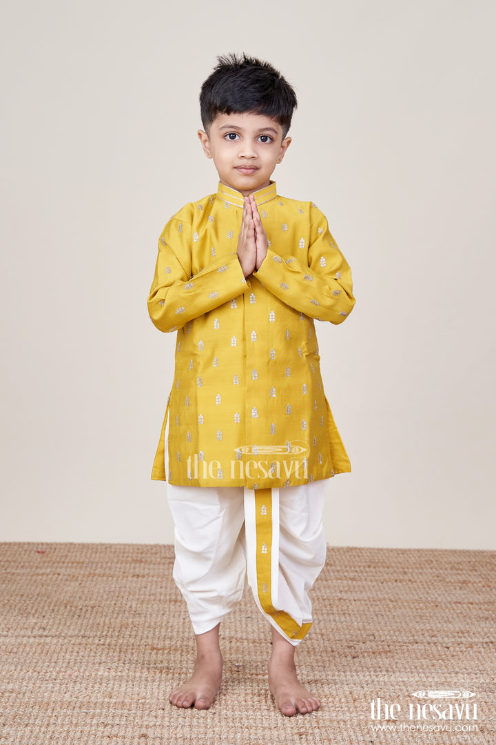 Boys Silk Dhoti Kurta Set for Weddings and Festive Celebrations