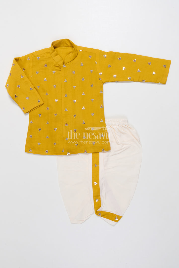 Kids Festive Dhoti Kurta Set with Mirror Work for Traditional Ceremonies
