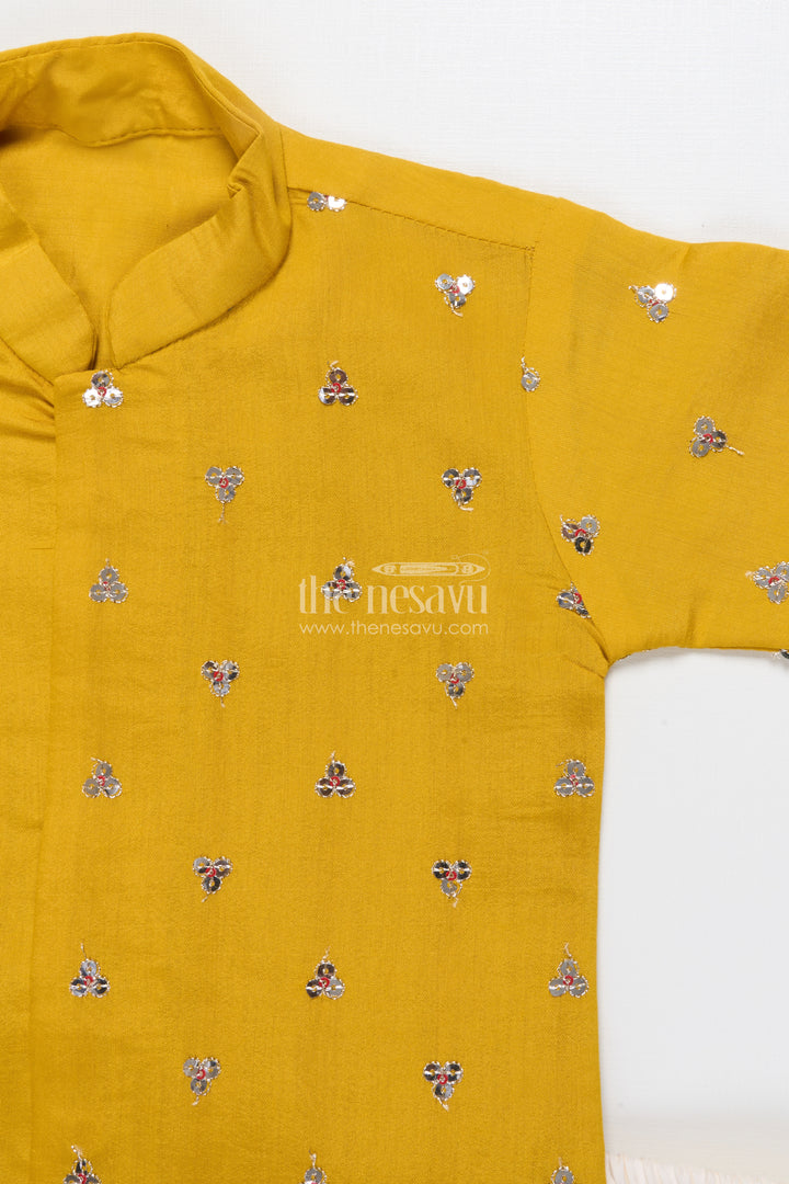 Kids Festive Dhoti Kurta Set with Mirror Work for Traditional Ceremonies