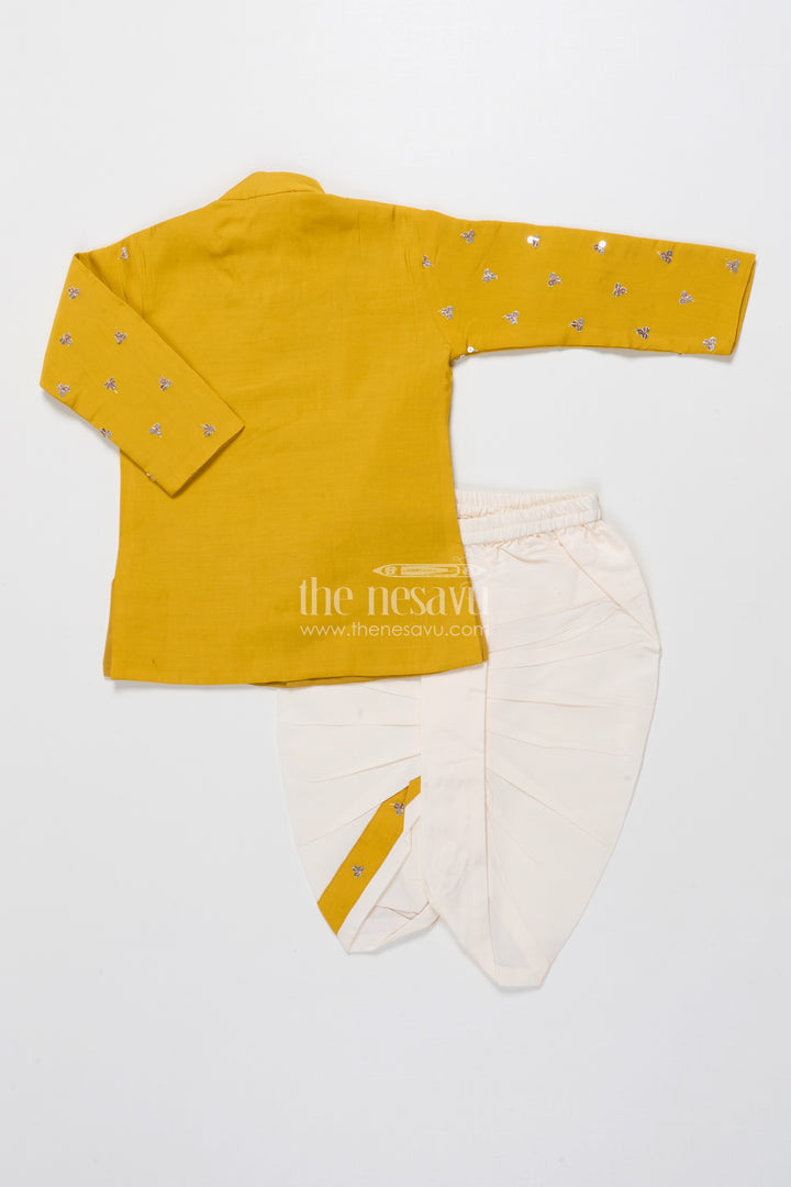 Kids Festive Dhoti Kurta Set with Mirror Work for Traditional Ceremonies