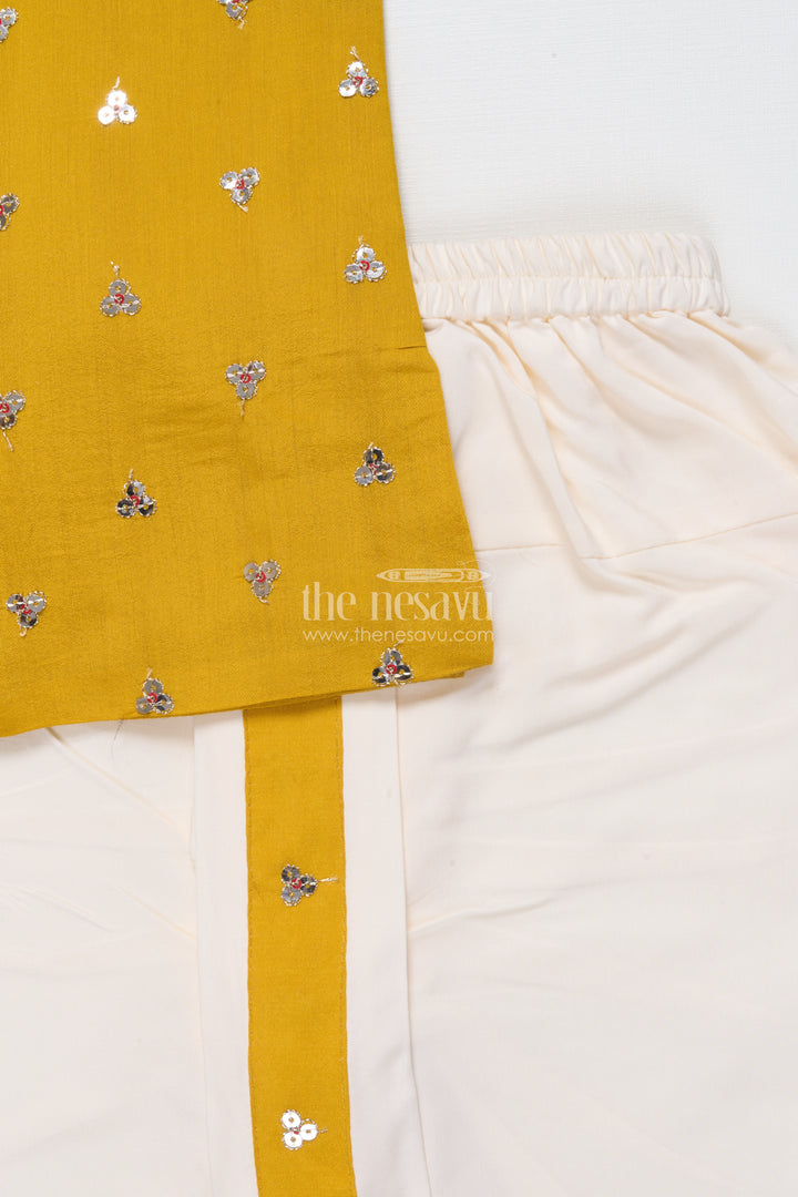 Kids Festive Dhoti Kurta Set with Mirror Work for Traditional Ceremonies