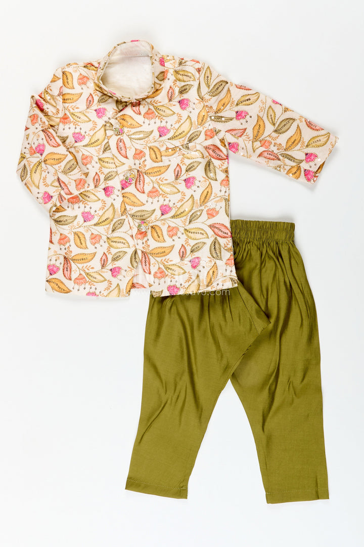 Boys digital print kurta dhoti set for temple visits and festive outings