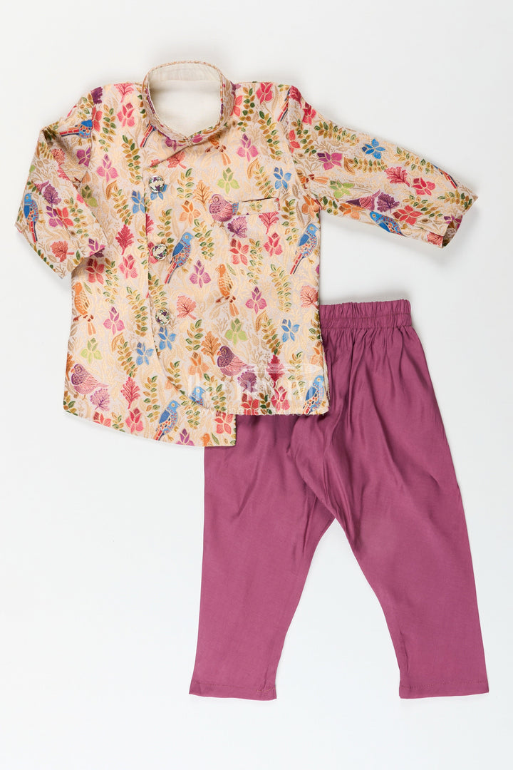 Printed kurta pajama set for boys ideal for ethnic day and family celebrations
